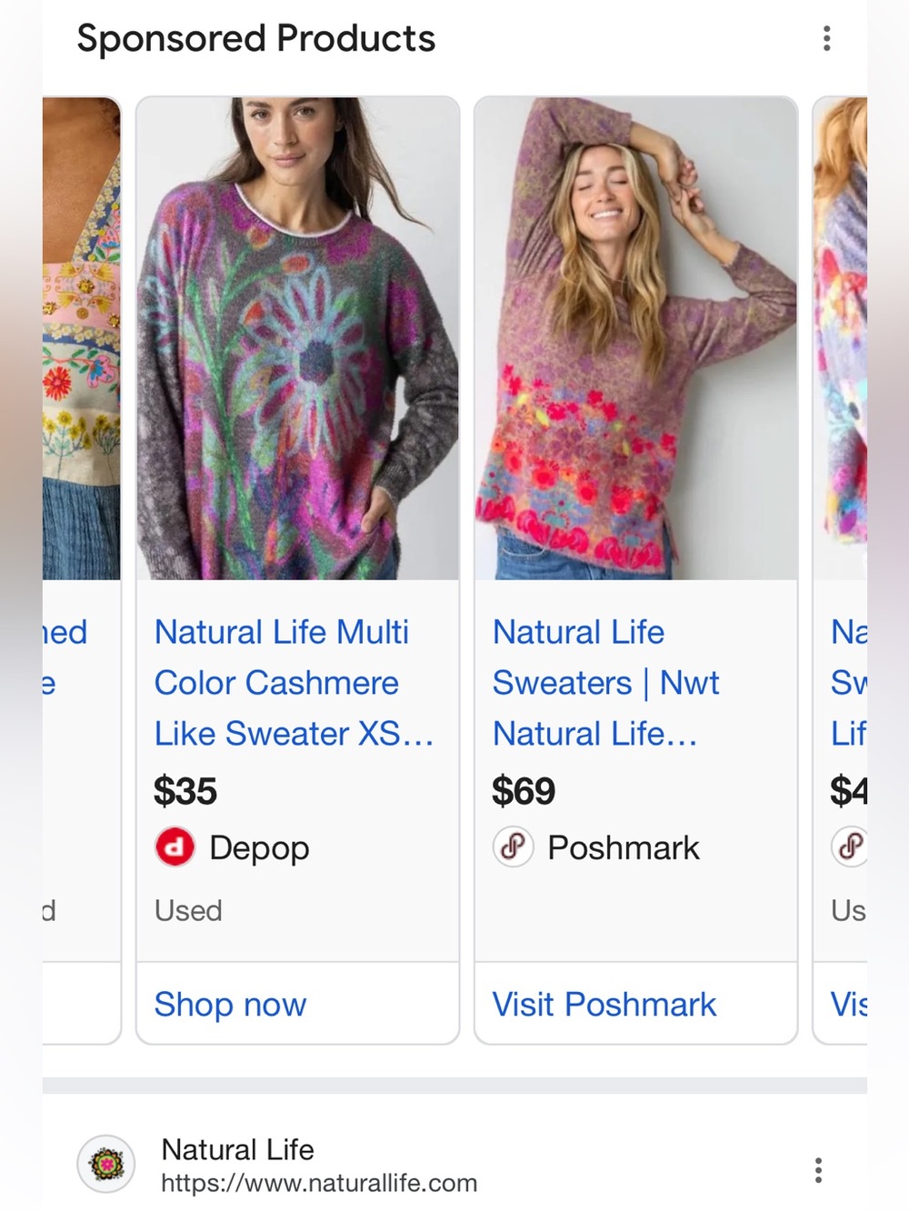 NATURAL LIFE Cashmere - like Pullover Sweater Mauve Folk Floral Scoop Neck - Picture 7 of 10